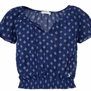 Abercrombie & Fitch Navy Diamond Blouse Sz Medium Sheer Top